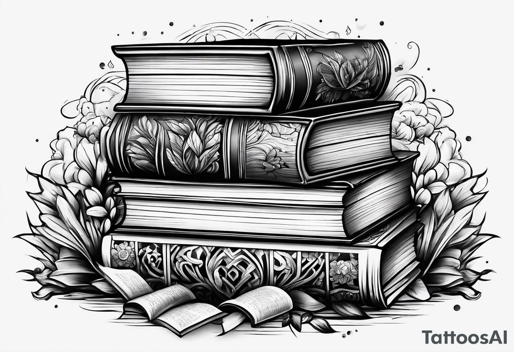 Piles of books tattoo idea
