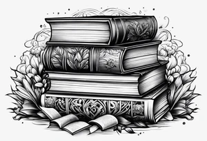 Piles of books tattoo idea