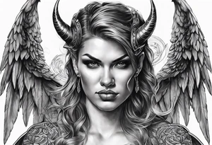 Devil with angel wings aggressive tattoo idea
