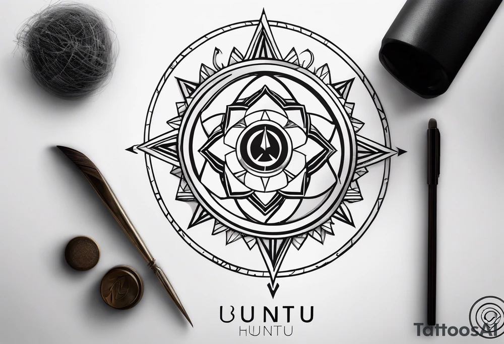 Incorporate the Ubuntu symbol with a compass tattoo idea