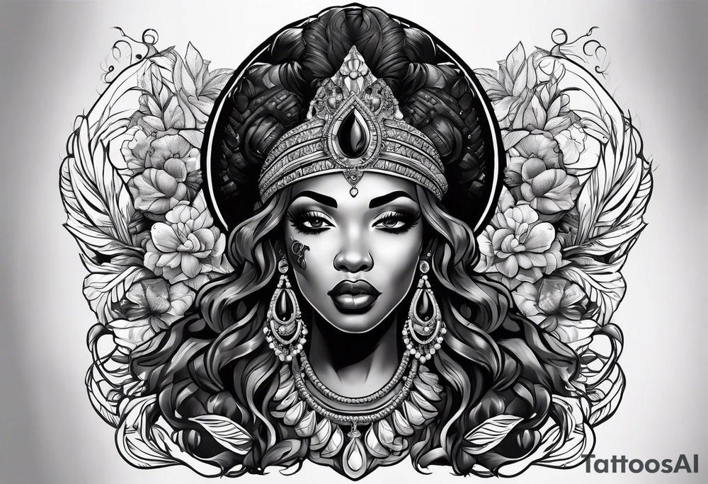 Black Goddess of cocaine tattoo idea