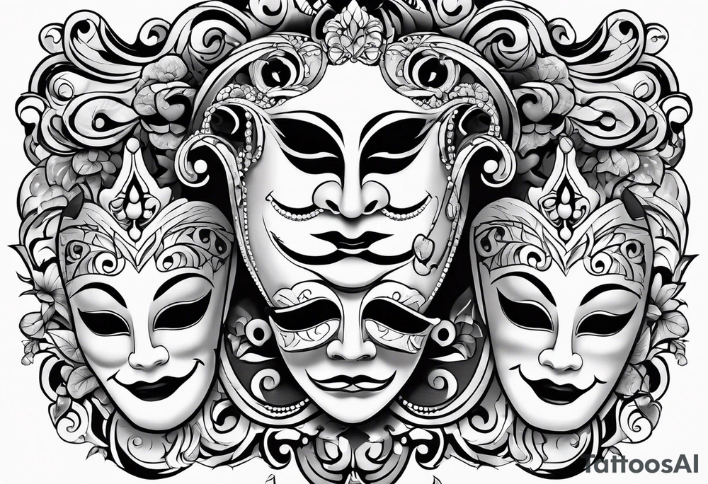 happy and sad masks from theatre tattoo idea