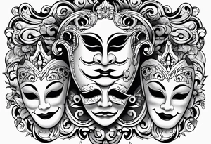 happy and sad masks from theatre tattoo idea