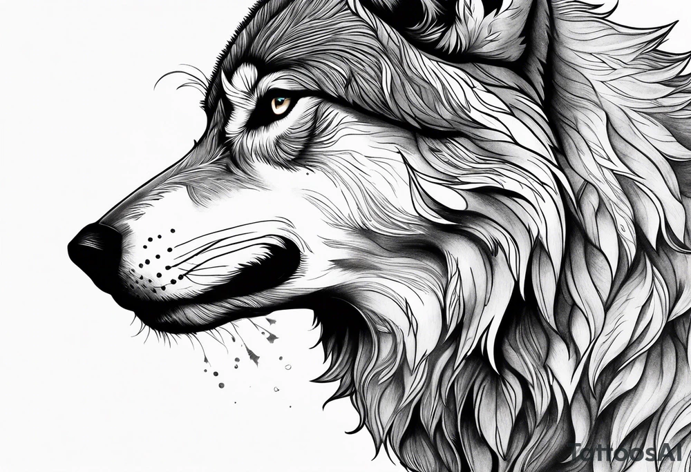Mountains, wolf in it tattoo idea