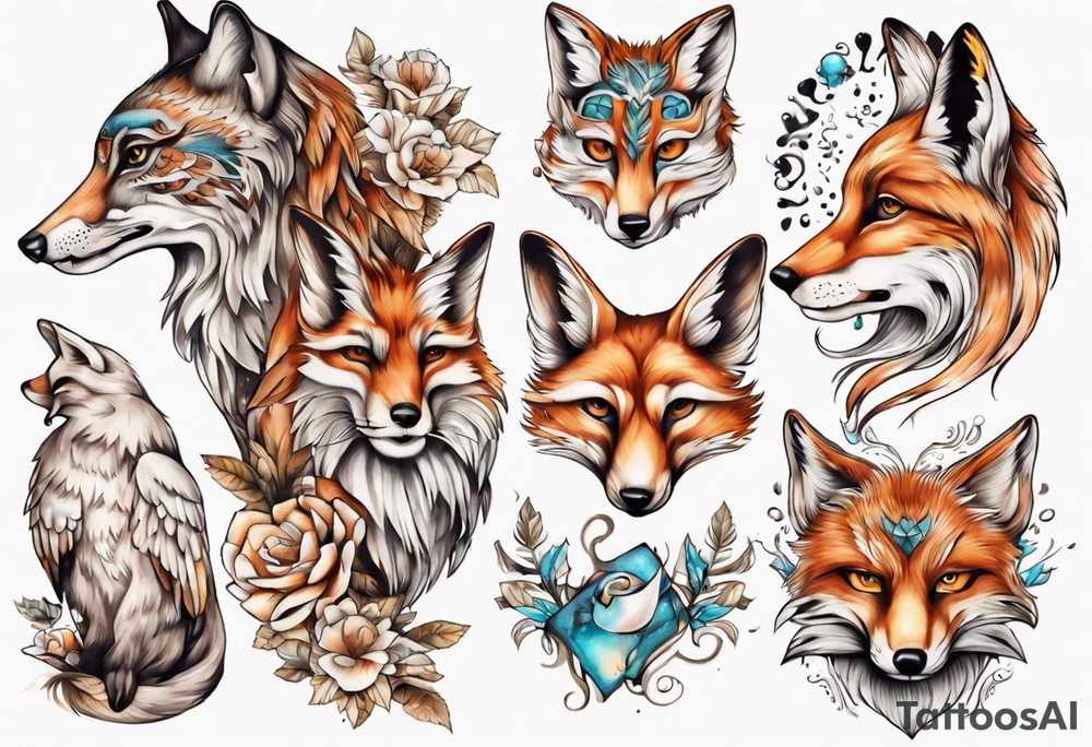 ein Tier aus Fuchs und Eule tattoo idea