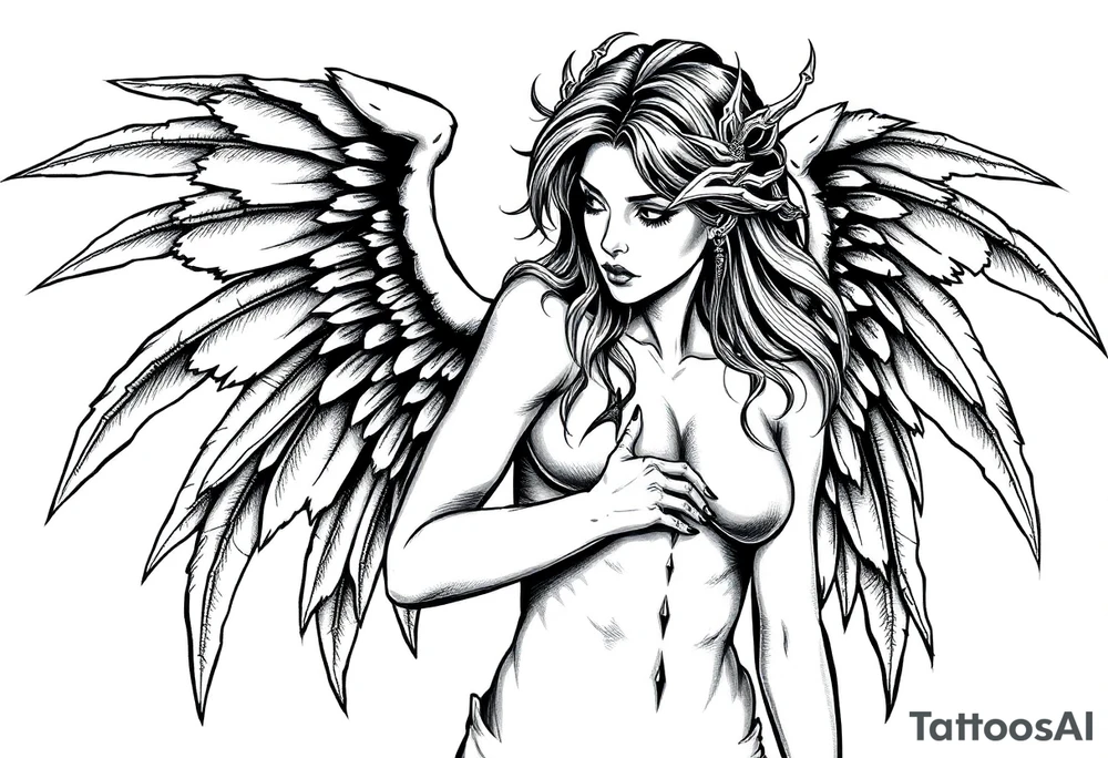 Goth angel sexy tattoo idea