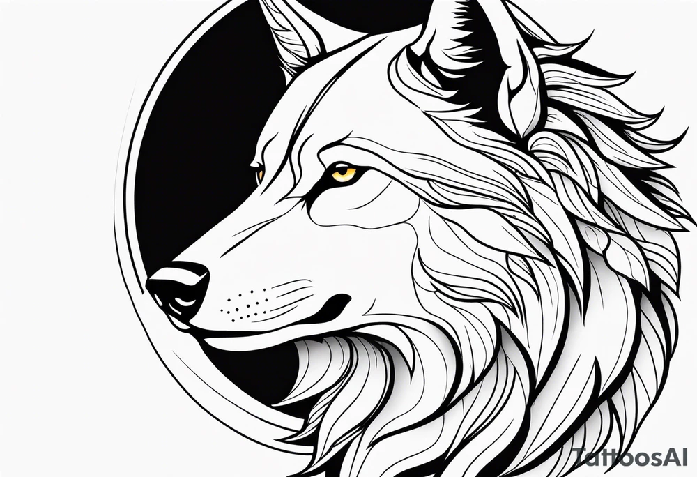 powerful majestic Wolf, close-up flash tattoo idea