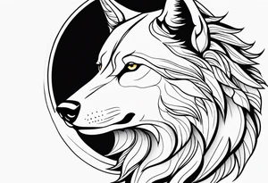 powerful majestic Wolf, close-up flash tattoo idea