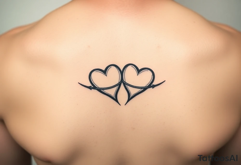 infinity symbol intertwined with two hearts tattoo idea