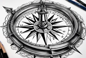 Fire Navy ships Compass tattoo idea