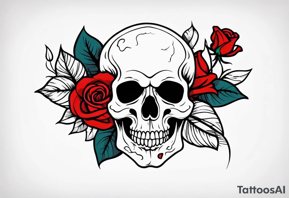 skull and roses tattoo idea