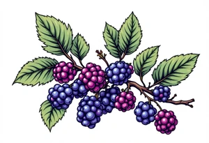 American traditional style Blackberry branch tattoo idea