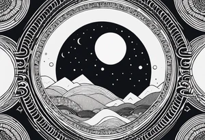 Geometric interpretation of the phases of the Moon in the form of a semicircle of partially filled circles. tattoo idea