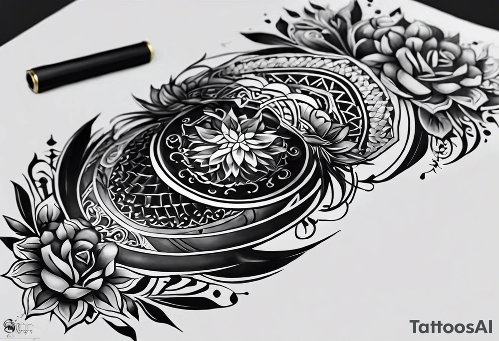 тату на кисти с огромным количеством нео-трайбла tattoo idea