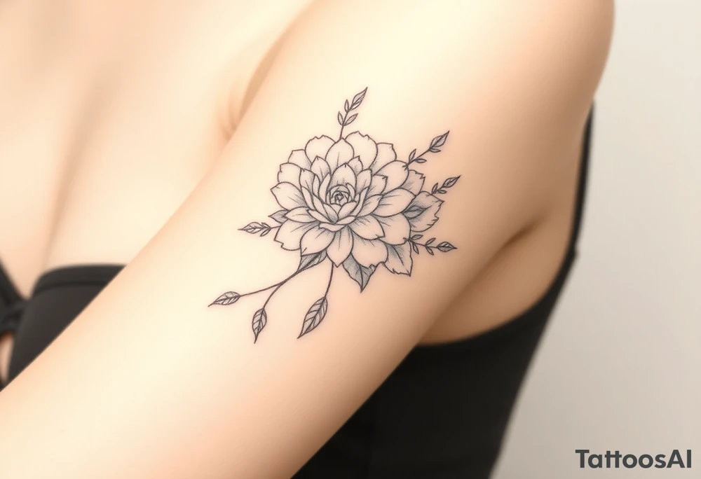 Rose and Chrysanthemum bouquet tattoo tattoo idea