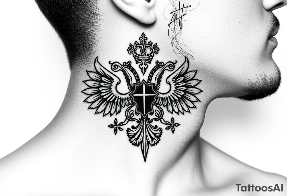 russian christian orthodox military neck design front facing tattoo idea
