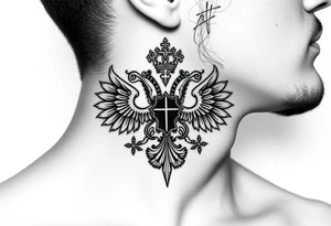 russian christian orthodox military neck design front facing tattoo idea