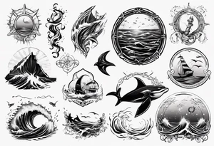 modern tattoo of the ocean that represents strength, love and unity tattoo idea