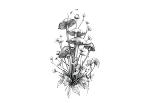 Wild fungi in forest tattoo idea
