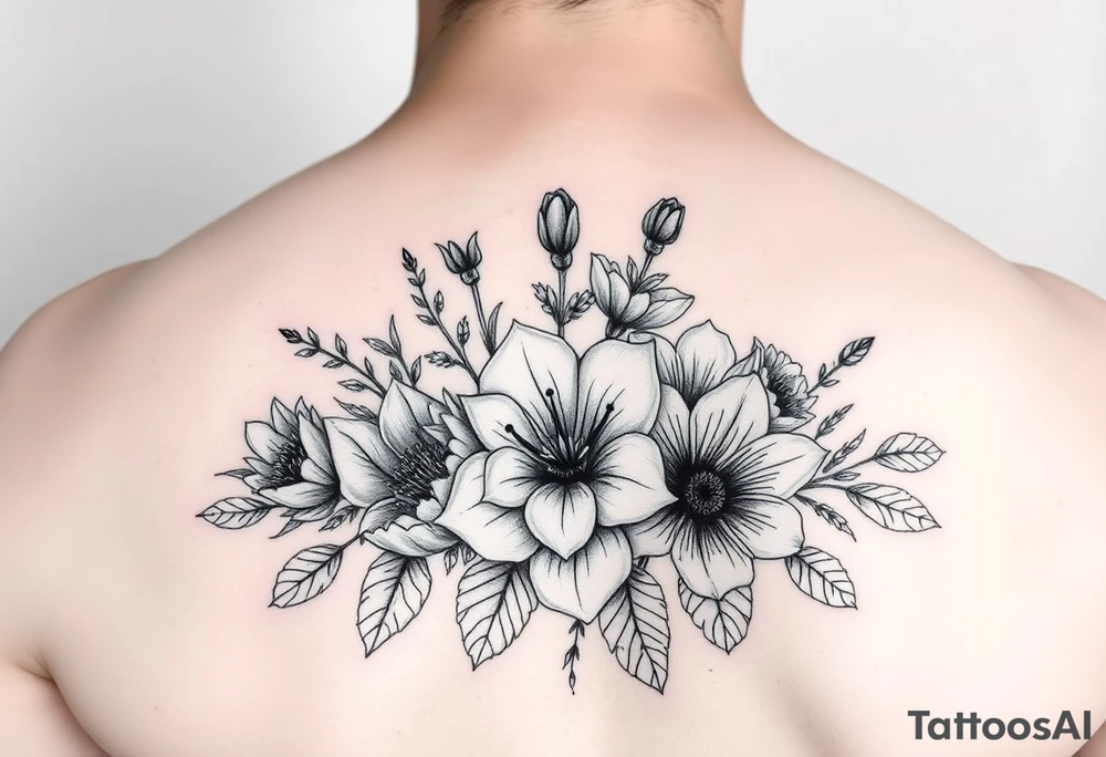 Birth flower bouquet with August August November August and October birth flowers tattoo idea tattoo idea