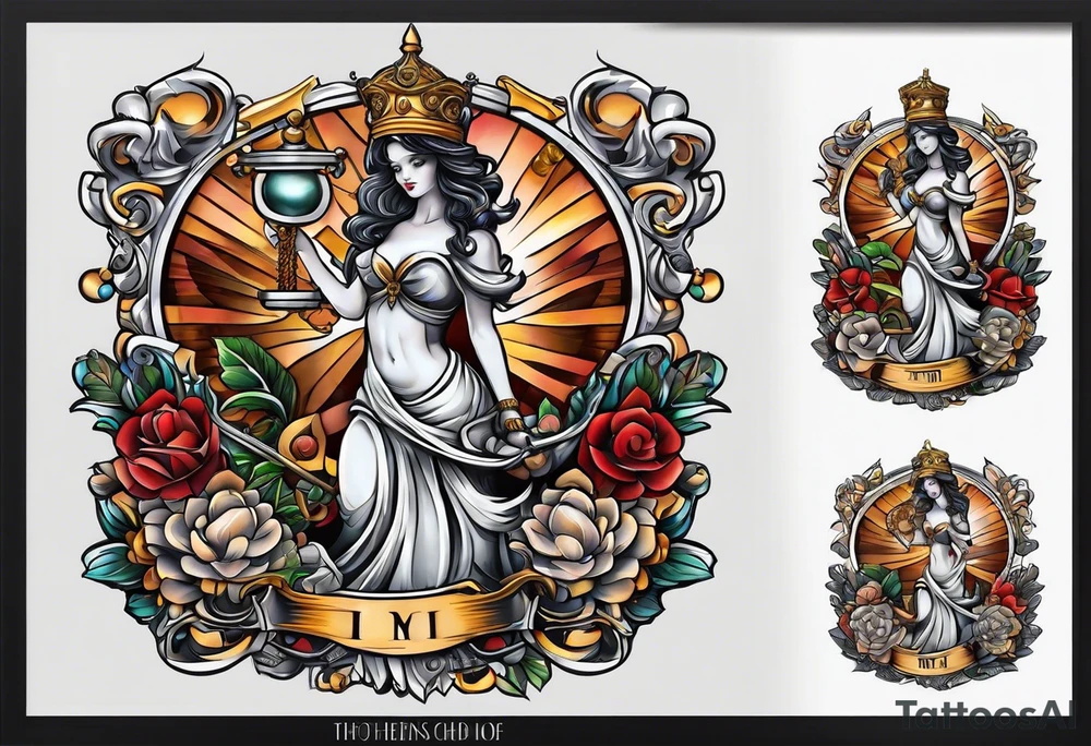 Themis with scales in hands tattoo idea