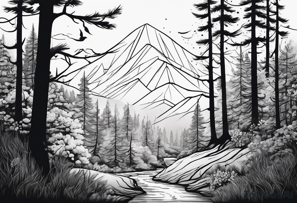 lines forest, minimalystic tattoo idea