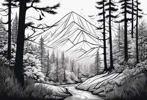 lines forest, minimalystic tattoo idea
