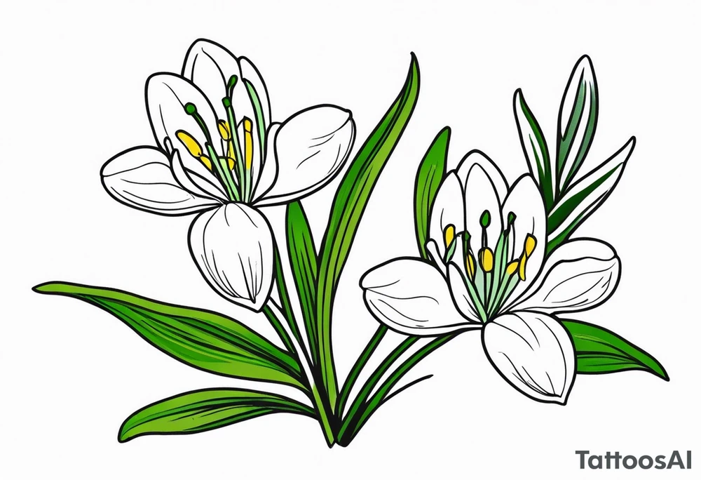 One snowdrop and Two honeysuckle blooms, tattoo idea