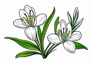 One snowdrop and Two honeysuckle blooms, tattoo idea