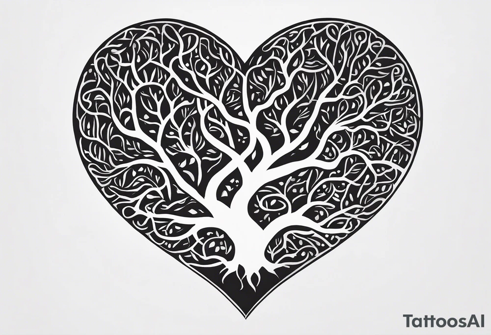 a heart shape with the following inside: brain, plane, family, and tree roots tattoo idea