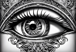 eye with open gate in the middle tattoo idea