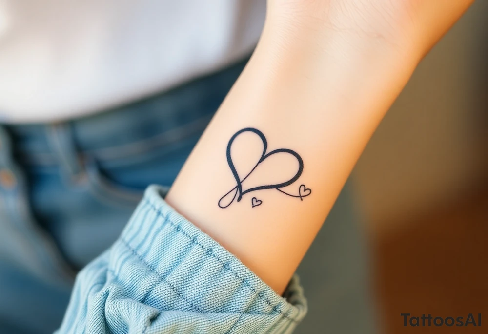 A infinity symbol, with one loop engraving the family, intertwined with a heart tattoo idea