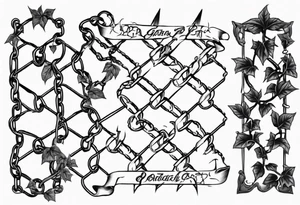 chain link fence with pointy ivy tattoo idea