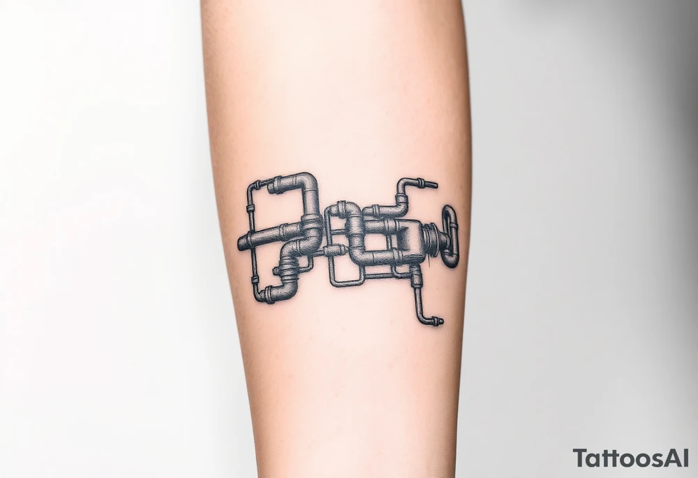 wide System of pipes that transitions and transforms outwards of sides and end into thick, widespread 
veins of forearm tattoo idea