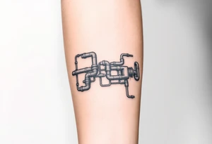 wide System of pipes that transitions and transforms outwards of sides and end into thick, widespread 
veins of forearm tattoo idea
