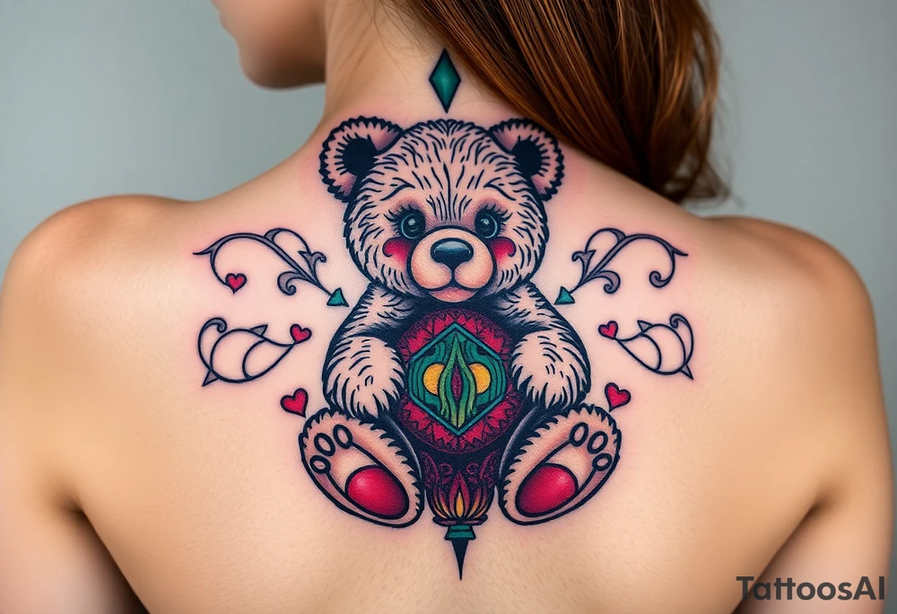 Acrobatic teddy bear tattoo idea