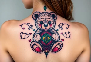 Acrobatic teddy bear tattoo idea