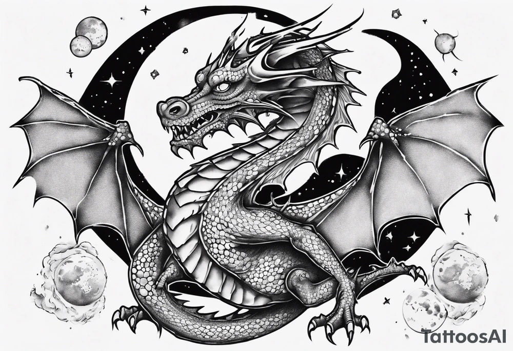 Dragon out in space back tattoo tattoo idea
