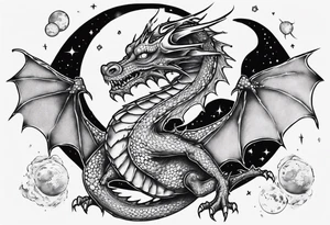 Dragon out in space back tattoo tattoo idea