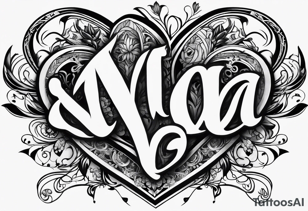 The word Mia in a heart tattoo idea