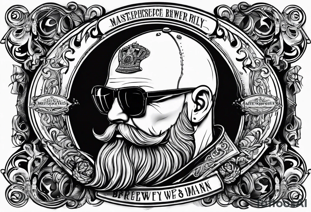 brewery bald man tattoo idea