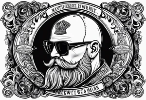brewery bald man tattoo idea