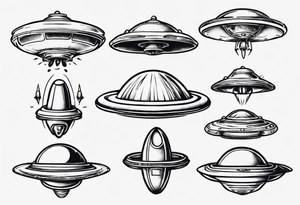 Sketch style flying saucer tattoo idea