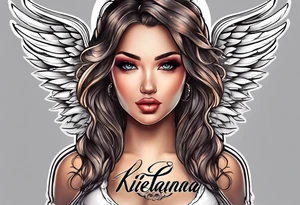 The name Kieanna with angel wings tattoo idea