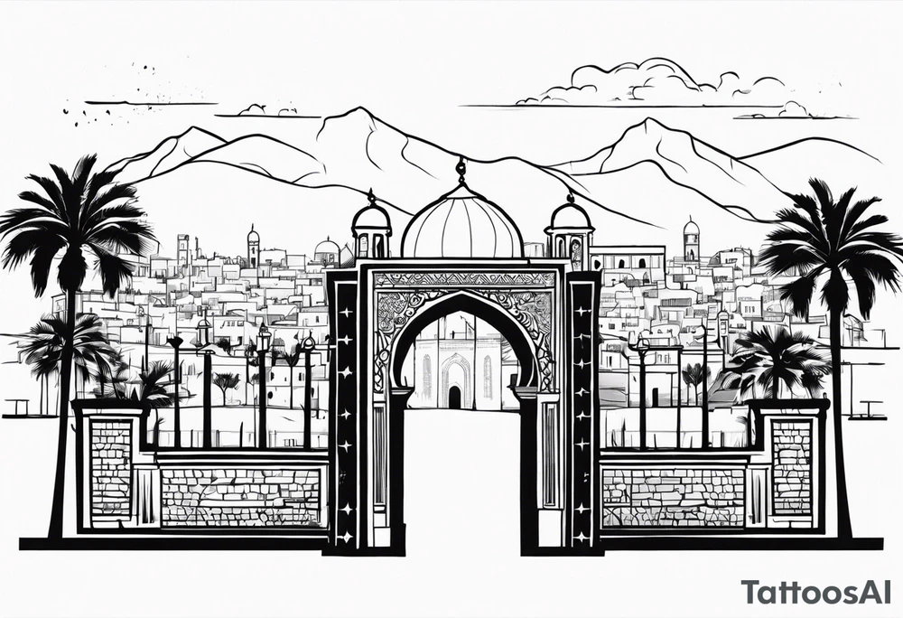 israel town gate vector tattoo idea