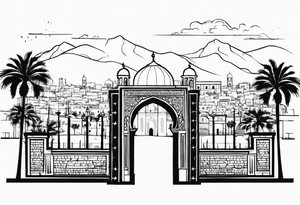 israel town gate vector tattoo idea