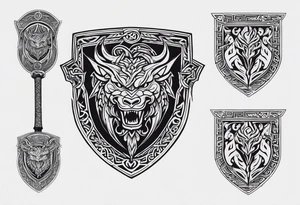 Viking sword Valhalla shield dragon tattoo idea