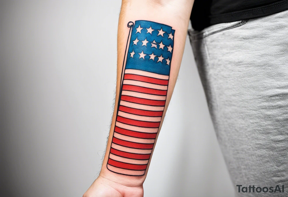 American patriotic forearm tattoo that includes the American flag, the phrase "We The People" tattoo idea