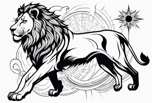 combine a lion, flying kite, and sun burst or light burst into a large tattoo for the shoulder and arm tattoo idea