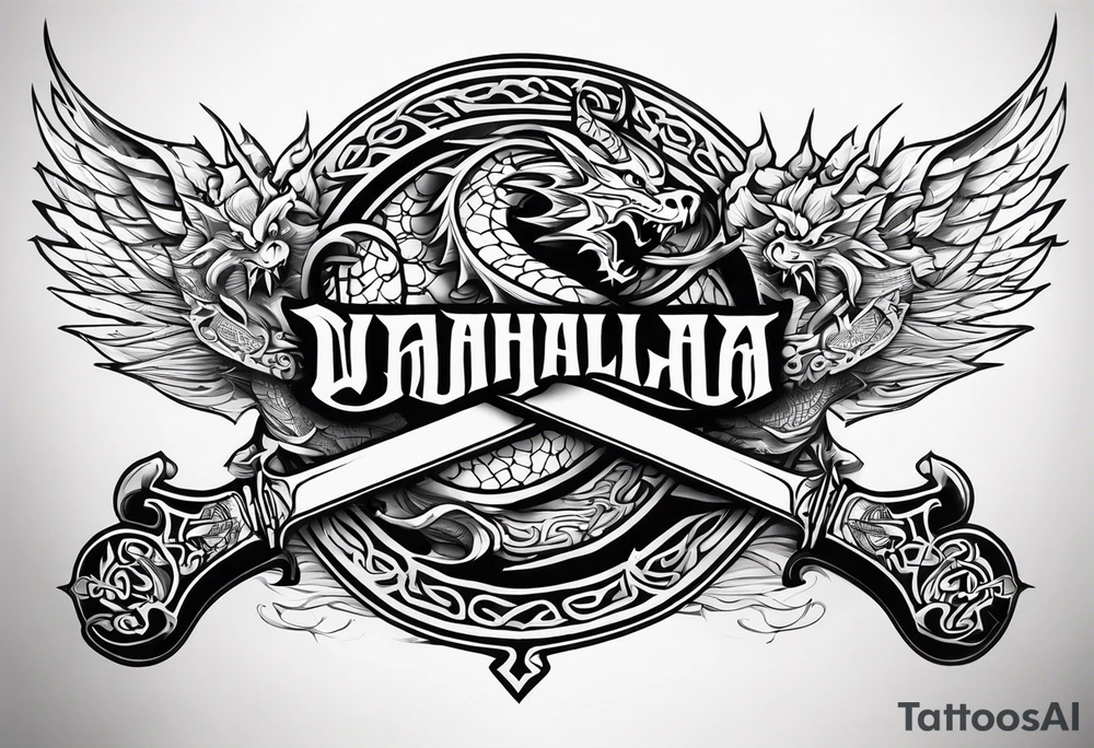 Valhalla  dragon sword tattoo idea